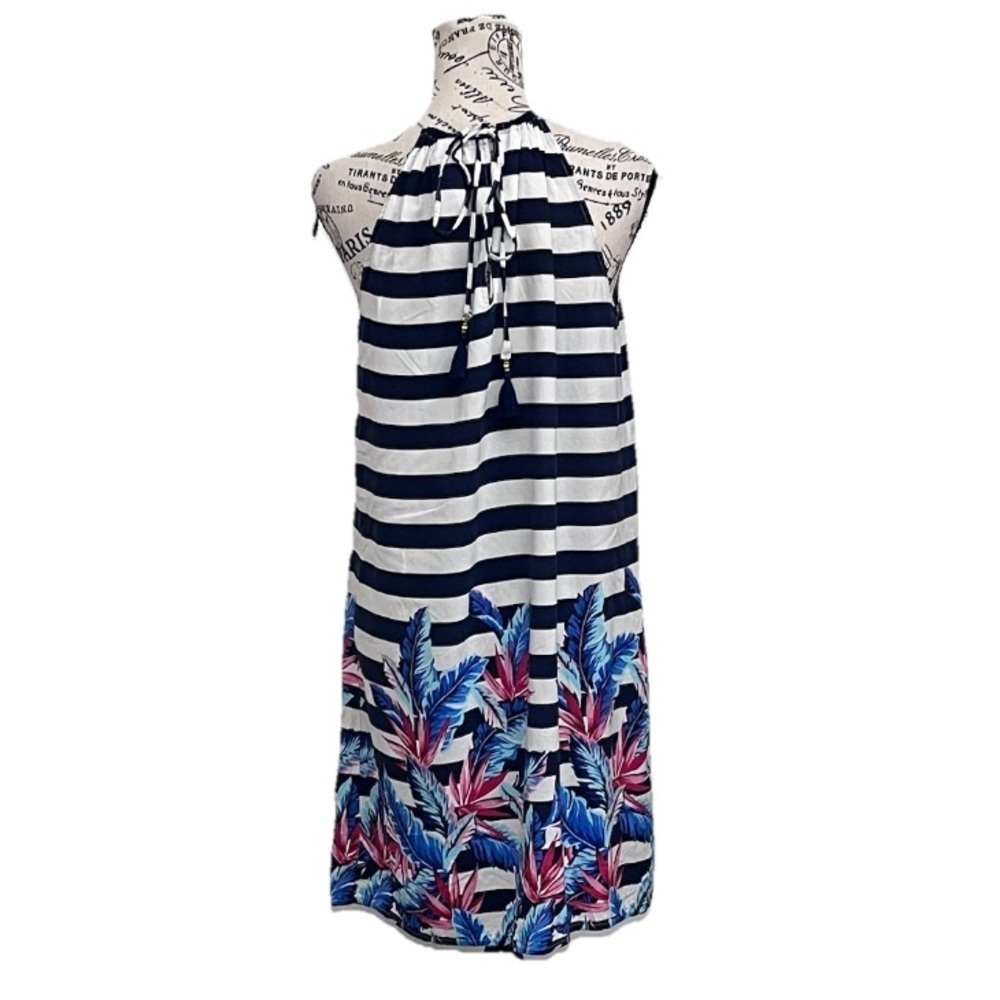 Tommy Bahama Striped Tropical Shift Mini Dress S Coastal Resort Nautical - Picture 5 of 10